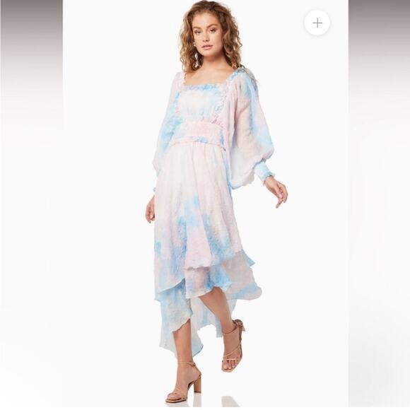 elliatt envisage pink & blue multicolored high-low midi dress size XXS NEW - Picture 11 of 11